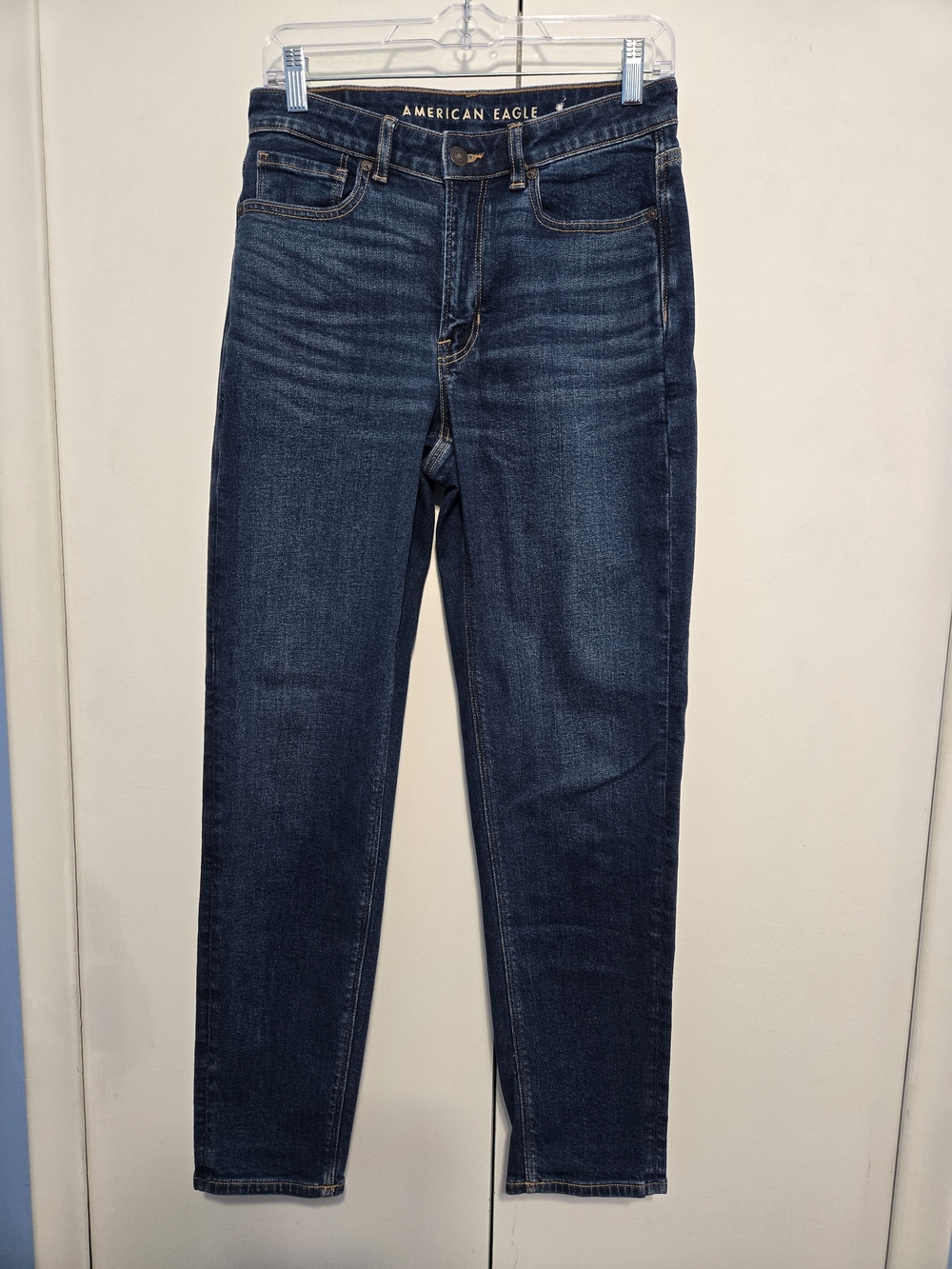 American Eagle Mom Jeans Women’s 6 Long High Rise Dark Wash Stretch Denim